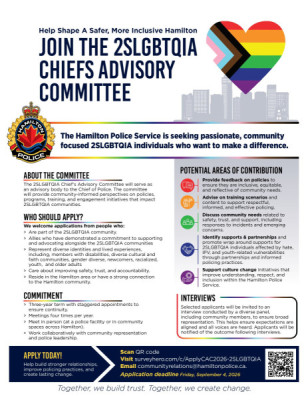 Hamilton Police Seeking Members for New 2SLGBTQIA+ Advisory Committee